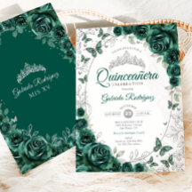 Smaragdgrüne silberne Blumen-Quinceanera
