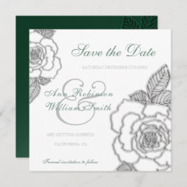 Smaragdgrüne silberne Rose rustikale Hochzeit Save The Date