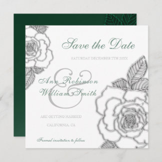 Smaragdgrüne silberne Rose rustikale Hochzeit Save The Date