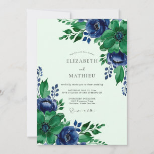 Smaragdgrüne sublime botanische Hochzeit Einladung