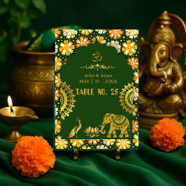 smaragdgrüne, traditionelle hintere Motive Hochzei Tischnummer