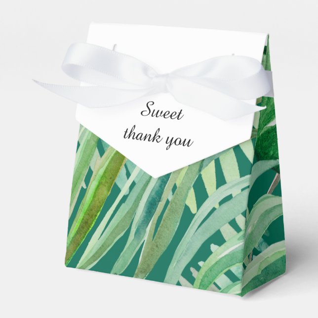 Smaragdgrüne tropische Hochzeit Geschenkschachtel (Vorderseite)