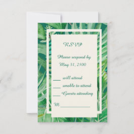 Smaragdgrüne tropische Hochzeit RSVP Karte