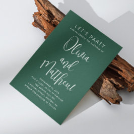 Smaragdgrüne Typografie Skript Hochzeit + QR Einladung