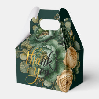 Smaragdgrüne und goldene Blumenstrauß-Geschenkbox Geschenkschachtel