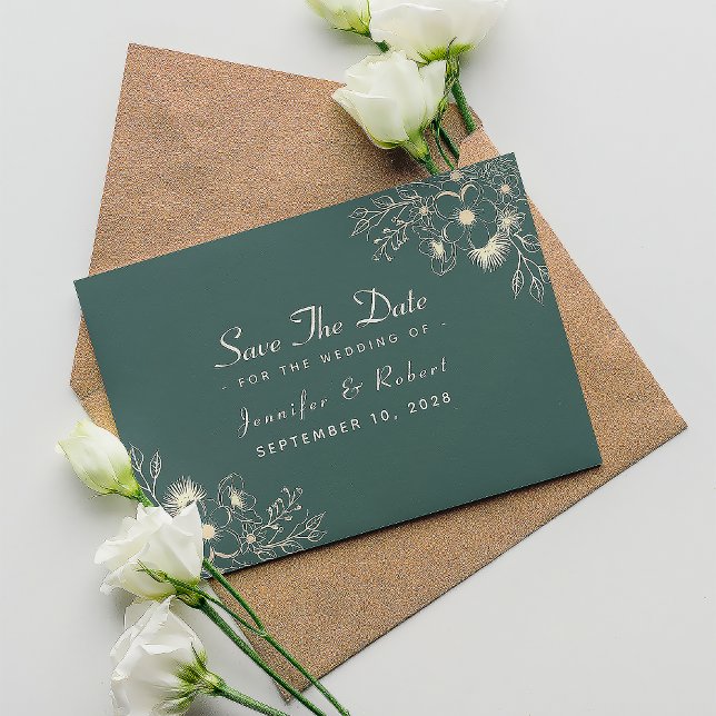 Smaragdgrüne und goldene Hochzeit retten das Datum Save The Date (Von Creator hochgeladen)