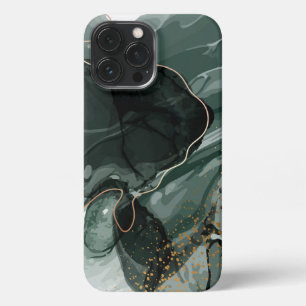 Smaragdgrüne und goldene Marmorplatte, Marmorhinte iPhone 13 Pro Max Hülle