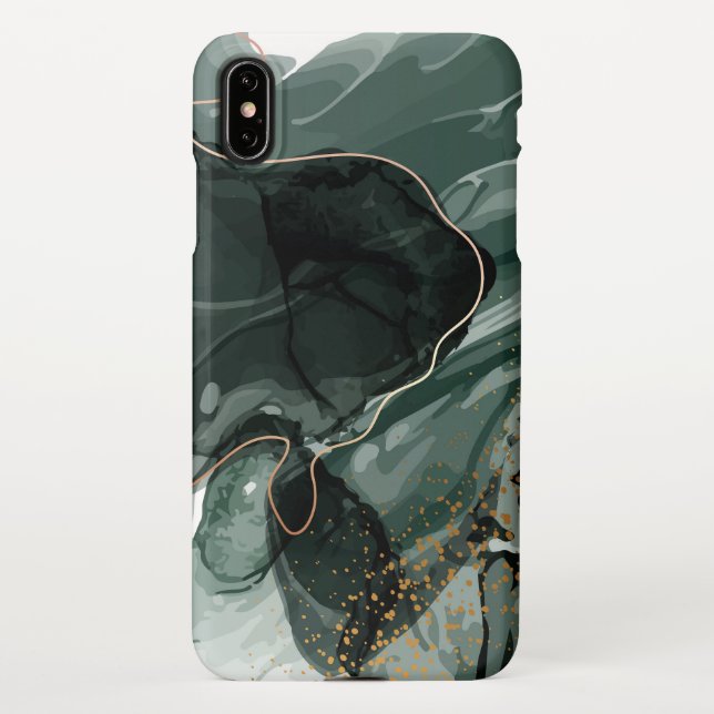 Smaragdgrüne und goldene Marmorplatte, Marmorhinte iPhone Hülle (Rückseite)