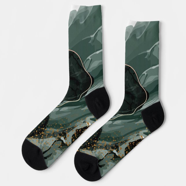 Smaragdgrüne und goldene Marmorplatte, Marmorhinte Socken (Linkes Detail)