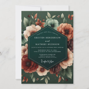 Smaragdgrüne üppige Flora-Hochzeit Einladung