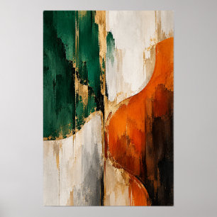 Smaragdgrüne verbrannte orange abstrakte Wandkunst Poster