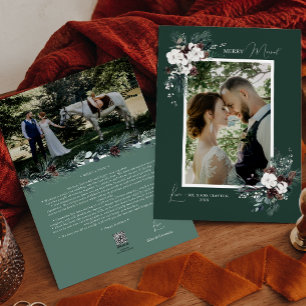Smaragdgrüne Vintage-Hochzeitsportrait Feiertagskarte
