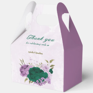 Smaragdgrüne, violette Blumen Hochzeit Geschenkschachtel