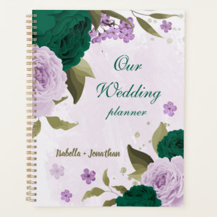 Smaragdgrüne, violette Blumen Hochzeit Planer