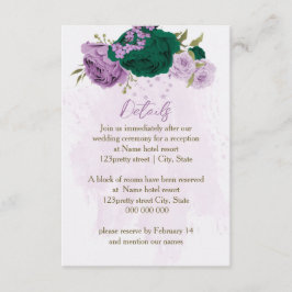 Smaragdgrüne violette Blumen Hochzeitsdetails Begleitkarte