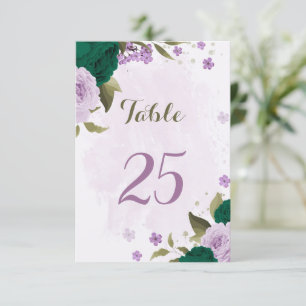 smaragdgrüne violette Tischnummer
