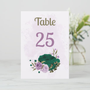 smaragdgrüne violette Tischnummer