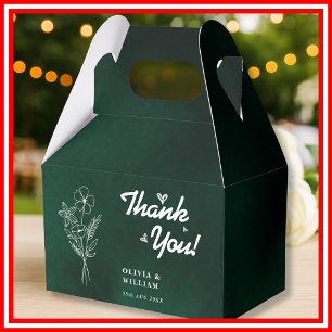 Smaragdgrüne Wildblumen-Hochzeit Danke Geschenkschachtel