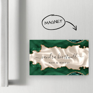 Smaragdgrüner Achat-Gold-Glitter-Luxus Magnetische Visitenkarte
