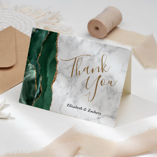 Smaragdgrüner Achat-Gold-Marmor-Hochzeit Danke Karte