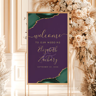 Smaragdgrüner Achat Lila 32x48 Hochzeitswillkommen Poster
