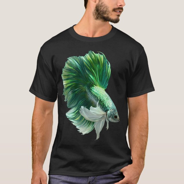Smaragdgrüner Betta Siamesischer Kampffisch mit Fl T-Shirt (Vorderseite)