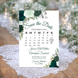 Smaragdgrüner Blumen-Eleganter Boho-Hochzeitskalen Save The Date