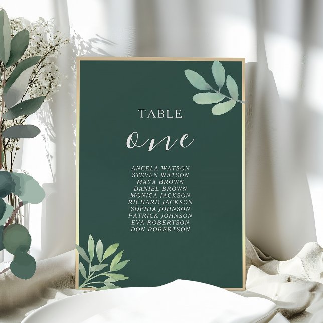 Smaragdgrüner Botanischer Hochzeitssitzplan (Von Creator hochgeladen)