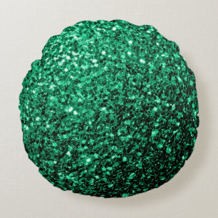 Smaragdgrüner falscher Glitter funkelt Rundes Kissen