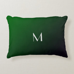 Smaragdgrüner Farbverlauf - fettes Monogramm Dekokissen