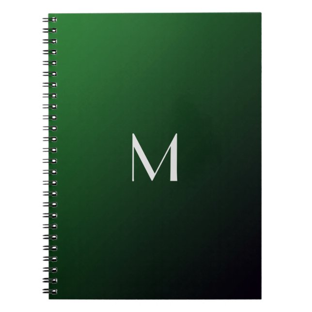 Smaragdgrüner Farbverlauf -  kühnes Monogramm Notizblock (Vorderseite)