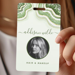 Smaragdgrüner Glitter-Achat-Geoden-Luxe-ID-Ausweis Ausweis