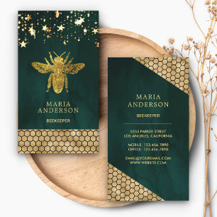 Smaragdgrüner Gold-Glitter Honigbiene Imker Visitenkarte