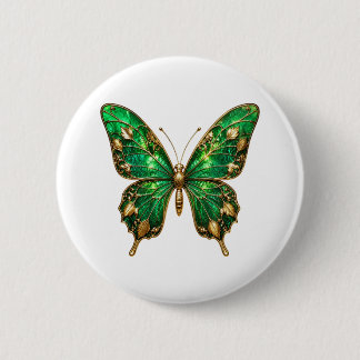 Smaragdgrüner Goldblatt Schwalbenschwanz Pin Button