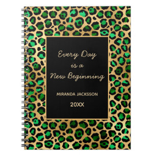 Smaragdgrüner Goldleopard motivierend Notizblock