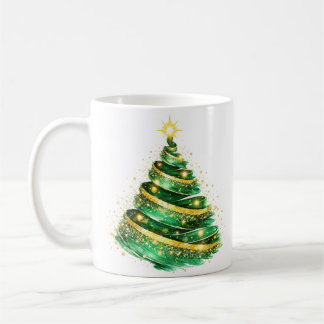 Smaragdgrüner Goldstrudel-Weihnachtsbaum Kaffeetasse