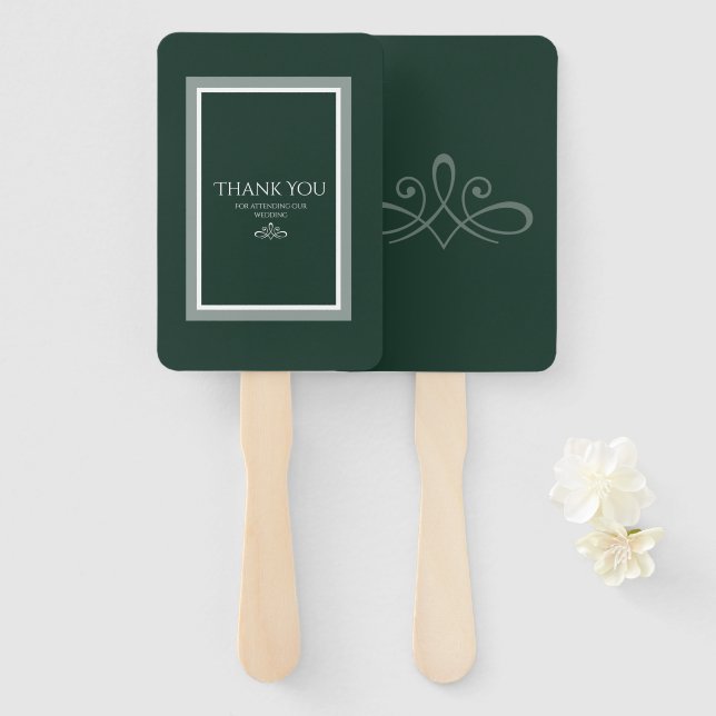 Smaragdgrüner Handfan Fächer (Vorne und Hinten)