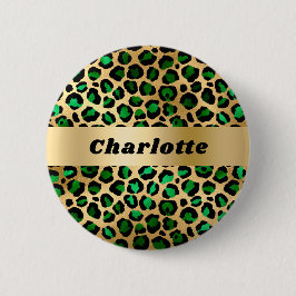 Smaragdgrüner Leopardenname Button