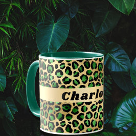 Smaragdgrüner Leopardenname Tasse