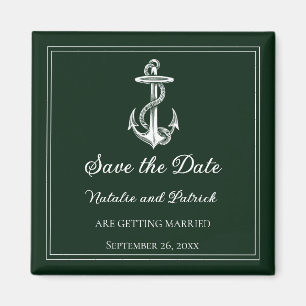 Smaragdgrüner maritimer Anker Save-the-Date-Magnet Magnet