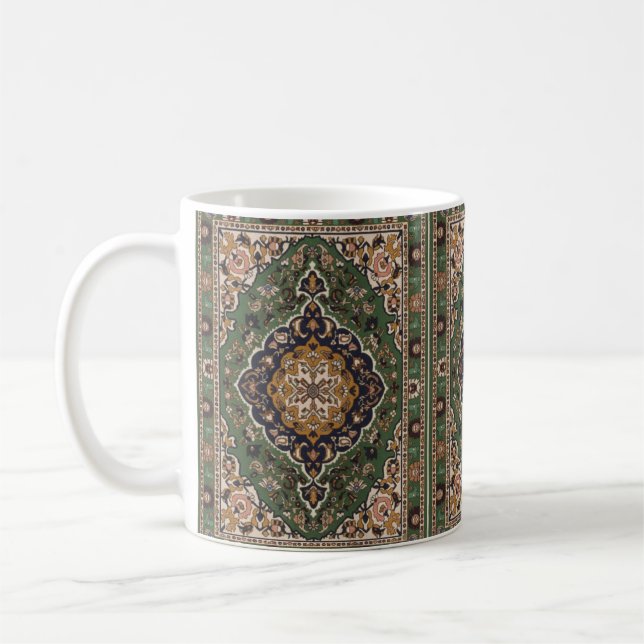 Smaragdgrüner Teppich im marokkanischen Stil Mug à Kaffeetasse (Links)