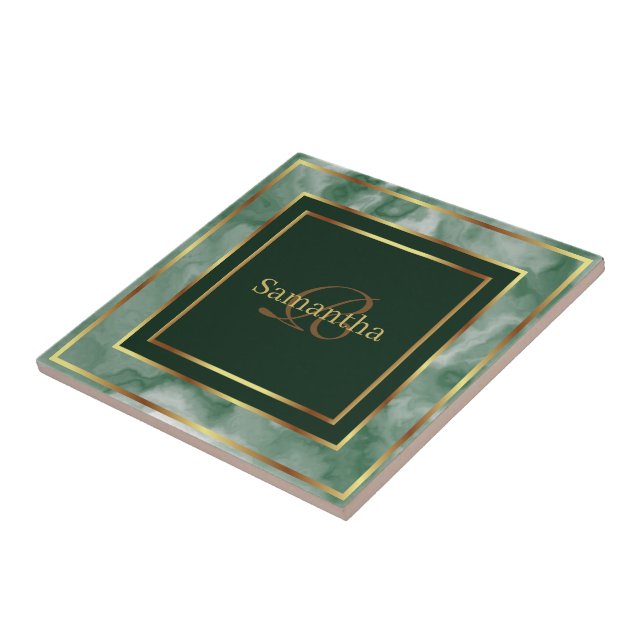 Smaragdgrüner und geometrischer Gold-Marmor Fliese (Seite)