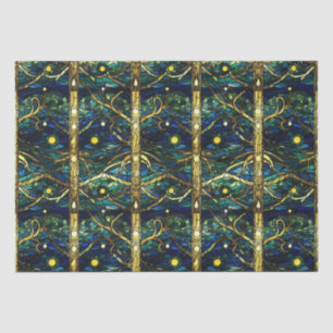 Smaragdgrüner Wald Faux-Buntglas-Muster Seidenpapier