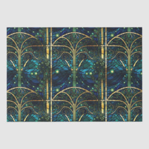 Smaragdgrüner Wald Faux-Buntglas-Muster Seidenpapier