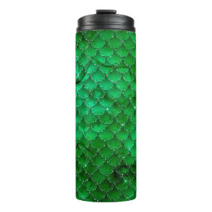Smaragdgrünes Drachen-Schuppen-Muster Thermosbecher