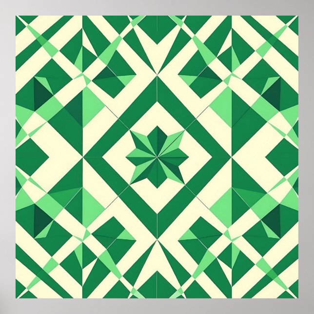 Smaragdgrünes geometrisches Sternmuster Poster (Vorne)