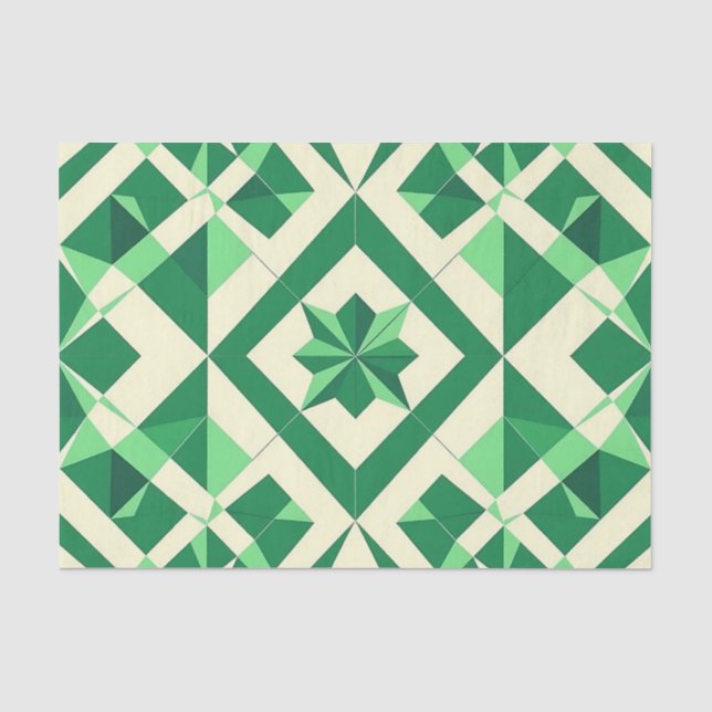 Smaragdgrünes geometrisches Sternmuster Seidenpapier (Vorderseite)