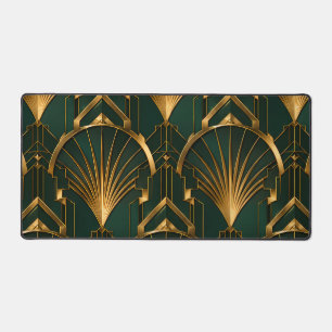 Smaragdgrünes Gold Luxus Art Deco Schreibtischmatt Schreibtischunterlage