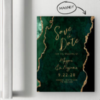 Smaragdgrünes Goldachat-Magnetisches Save-the-Date