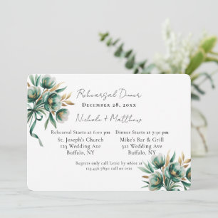 Smaragdgrünes & Goldenes Florales Probedinner Einladung
